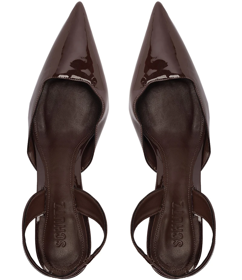 Schutz Paola Patent Leather Pointed Toe Mid Stiletto Pumps