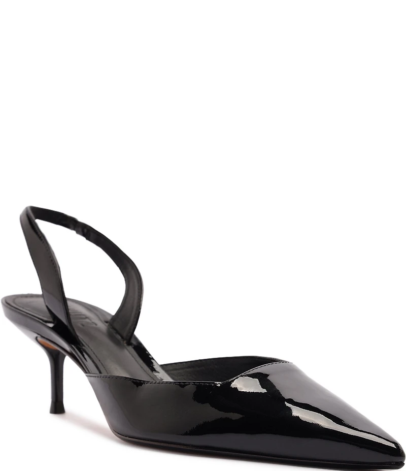 Schutz Paola Patent Leather Pointed Toe Mid Stiletto Pumps