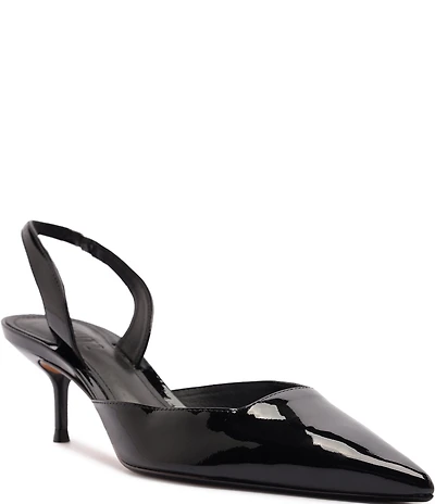 Schutz Paola Patent Leather Pointed Toe Mid Stiletto Pumps