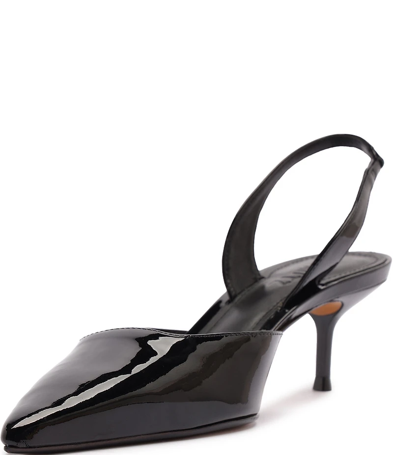 Schutz Paola Patent Leather Pointed Toe Mid Stiletto Pumps