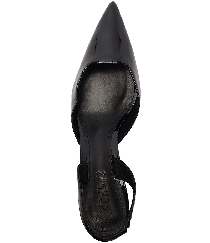 Schutz Paola Patent Leather Pointed Toe Mid Stiletto Pumps