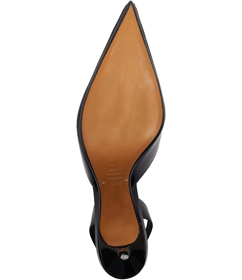 Schutz Paola Patent Leather Pointed Toe Mid Stiletto Pumps