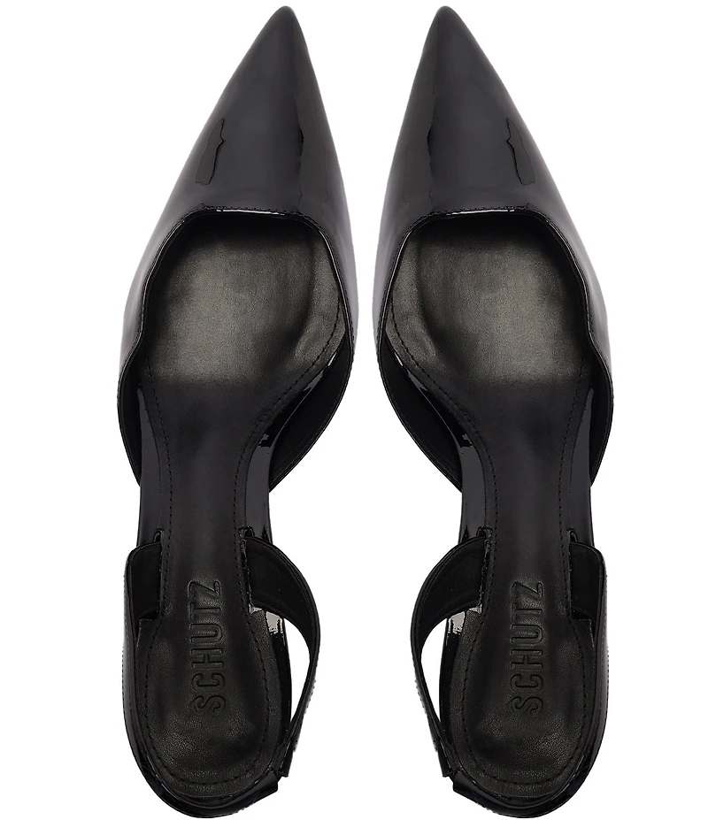 Schutz Paola Patent Leather Pointed Toe Mid Stiletto Pumps