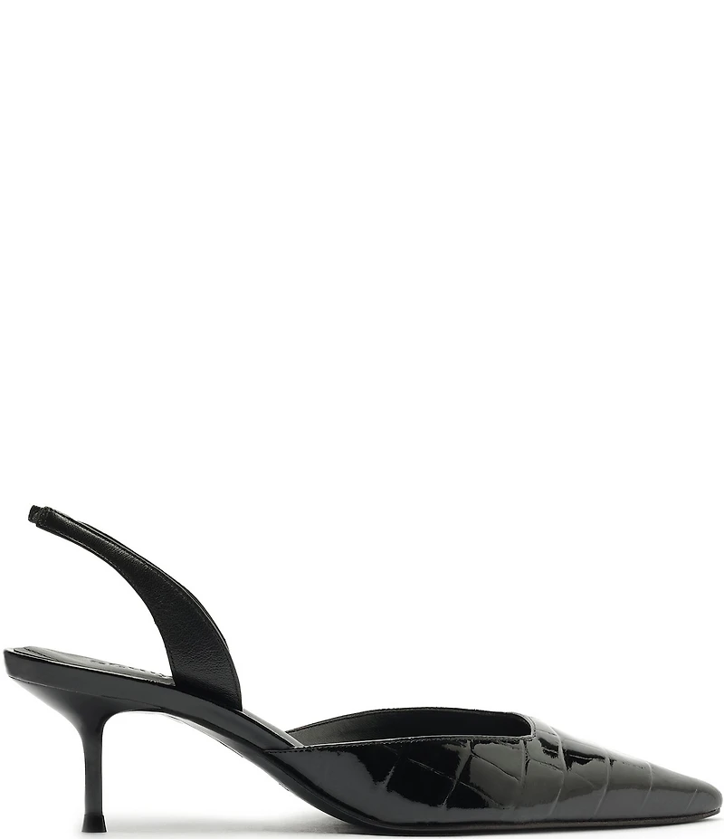 Schutz Paola Croco Patent Leather Slingback Pumps