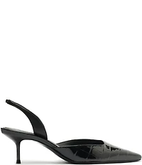 Schutz Paola Croco Patent Leather Slingback Pumps