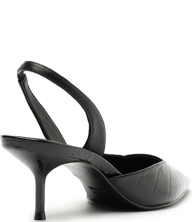 Schutz Paola Croco Patent Leather Slingback Pumps