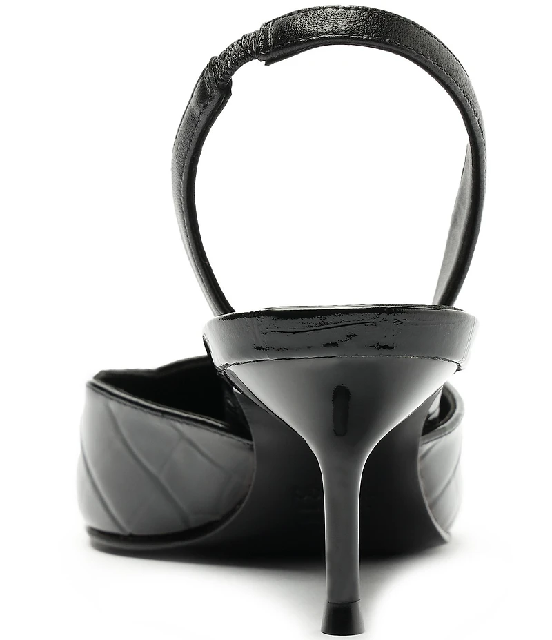 Schutz Paola Croco Patent Leather Slingback Pumps