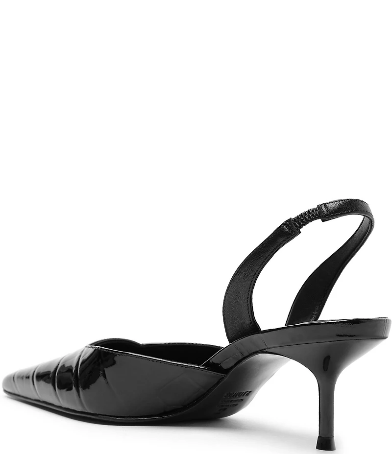 Schutz Paola Croco Patent Leather Slingback Pumps