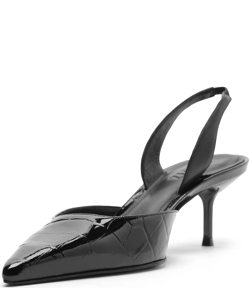 Schutz Paola Croco Patent Leather Slingback Pumps