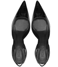 Schutz Paola Croco Patent Leather Slingback Pumps