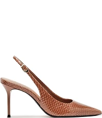 Schutz Paola Snake Printed Leather Slingback Pointed Toe Dress Pumps
