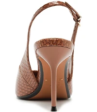 Schutz Paola Snake Printed Leather Slingback Pointed Toe Dress Pumps