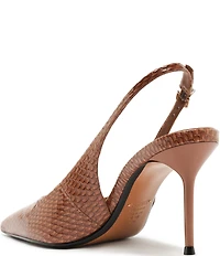 Schutz Paola Snake Printed Leather Slingback Pointed Toe Dress Pumps
