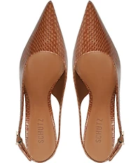 Schutz Paola Snake Printed Leather Slingback Pointed Toe Dress Pumps