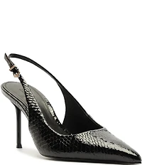 Schutz Paola Snake Printed Leather Slingback Pointed Toe Dress Pumps