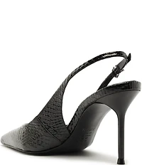 Schutz Paola Snake Printed Leather Slingback Pointed Toe Dress Pumps
