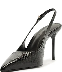 Schutz Paola Snake Printed Leather Slingback Pointed Toe Dress Pumps