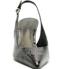 Schutz Paola Snake Printed Leather Slingback Pointed Toe Dress Pumps