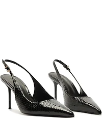 Schutz Paola Snake Printed Leather Slingback Pointed Toe Dress Pumps