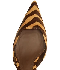 Schutz Paola Zebra Print Calf Hair Mid Heel Slingback Pumps