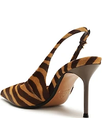 Schutz Paola Zebra Print Haircalf Slingback High Heel Pumps