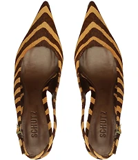 Schutz Paola Zebra Print Haircalf Slingback High Heel Pumps