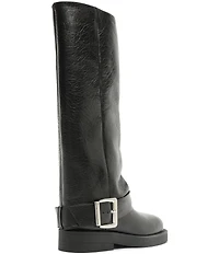 Schutz Patrice Up Leather Tall Buckle Strap Moto Boots