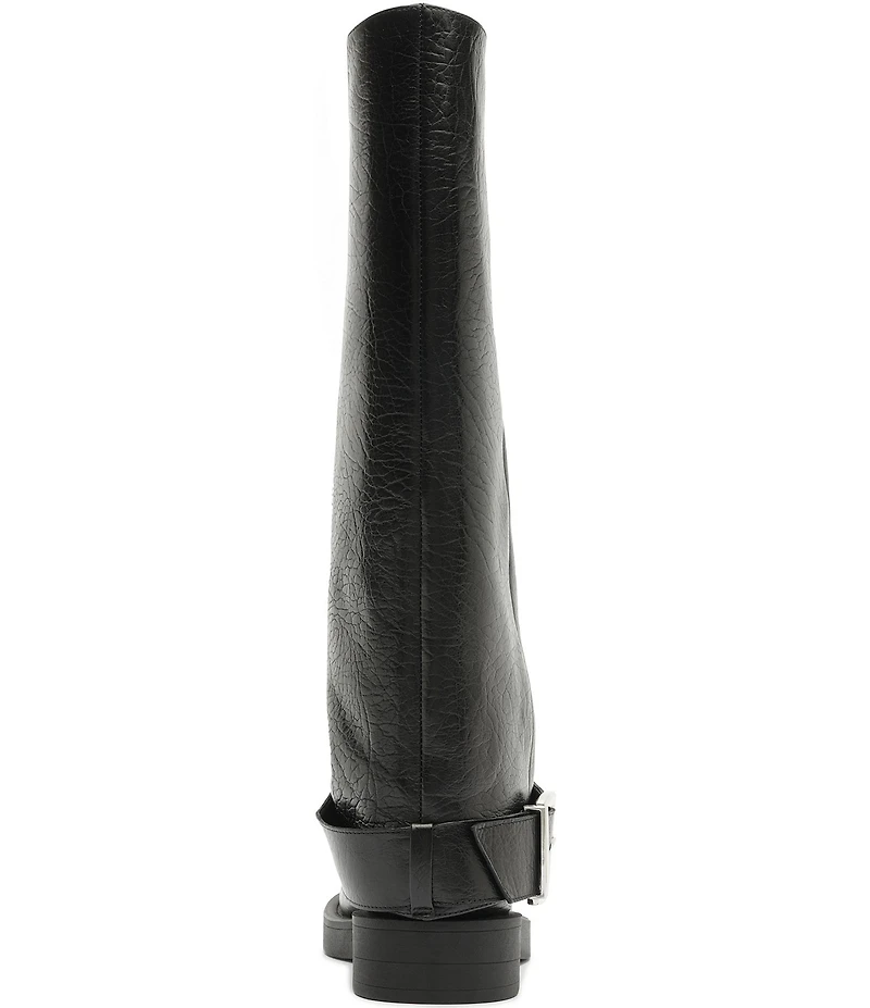 Schutz Patrice Up Leather Tall Buckle Strap Moto Boots