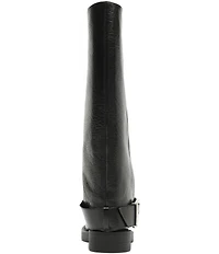 Schutz Patrice Up Leather Tall Buckle Strap Moto Boots