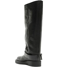 Schutz Patrice Up Leather Tall Buckle Strap Moto Boots
