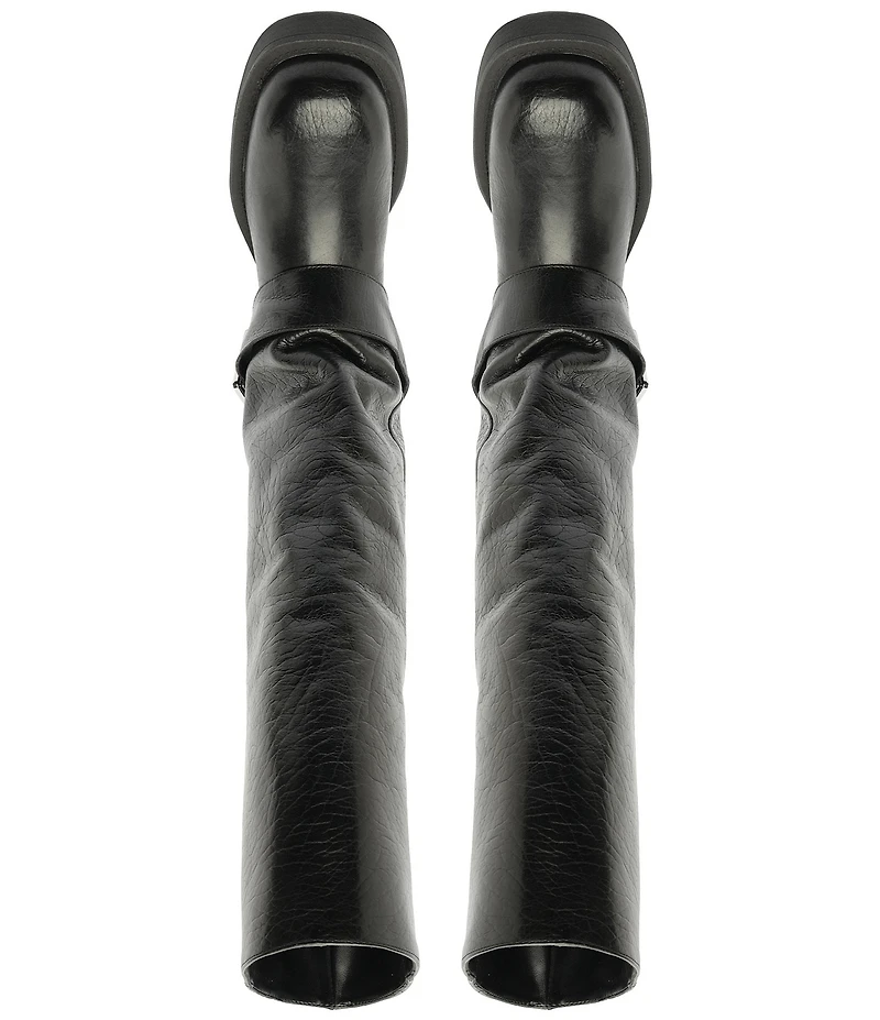 Schutz Patrice Up Leather Tall Buckle Strap Moto Boots