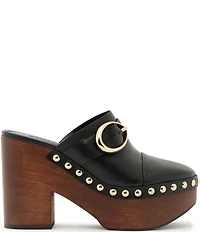 Schutz Piper Leather Block Heel Platform Clogs