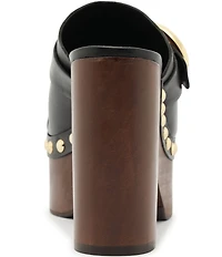 Schutz Piper Leather Block Heel Platform Clogs