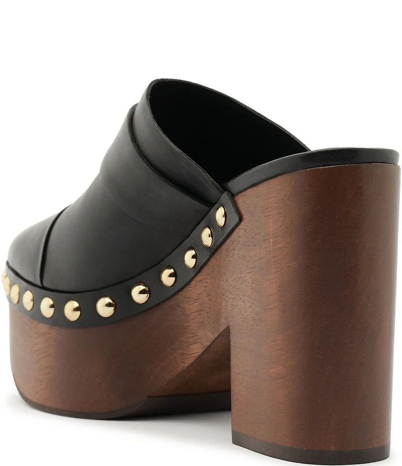 Schutz Piper Leather Block Heel Platform Clogs