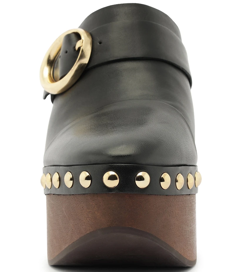 Schutz Piper Leather Block Heel Platform Clogs