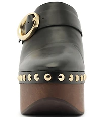 Schutz Piper Leather Block Heel Platform Clogs