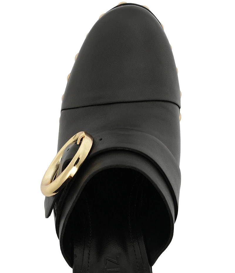 Schutz Piper Leather Block Heel Platform Clogs