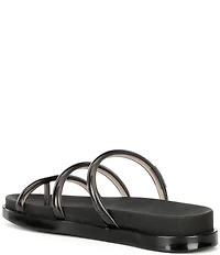 Schutz Polly Sporty Polyvinyl Triple Strap Slide Sandals