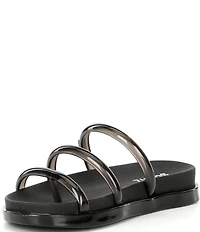 Schutz Polly Sporty Polyvinyl Triple Strap Slide Sandals