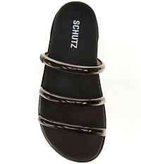 Schutz Polly Sporty Polyvinyl Triple Strap Slide Sandals
