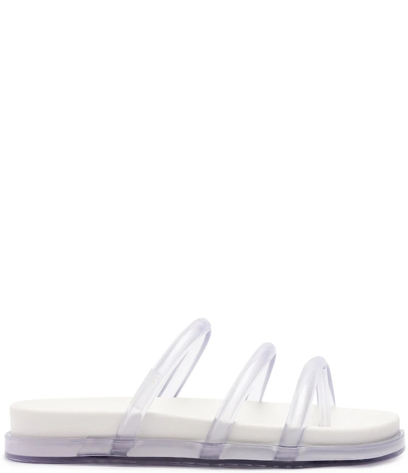 Schutz Polly Sporty Polyvinyl Triple Strap Slide Sandals