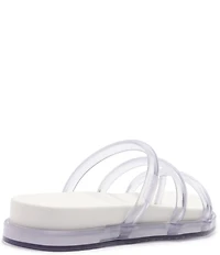 Schutz Polly Sporty Polyvinyl Triple Strap Slide Sandals