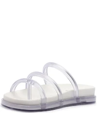 Schutz Polly Sporty Polyvinyl Triple Strap Slide Sandals