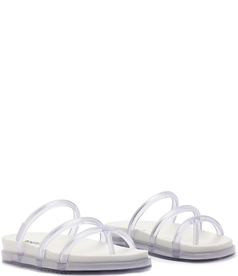 Schutz Polly Sporty Polyvinyl Triple Strap Slide Sandals