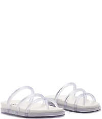 Schutz Polly Sporty Polyvinyl Triple Strap Slide Sandals