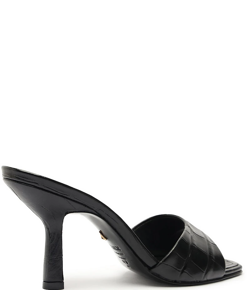 Schutz Posseni Crocodile Embossed Leather Dress Slides