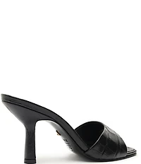 Schutz Posseni Crocodile Embossed Leather Dress Slides