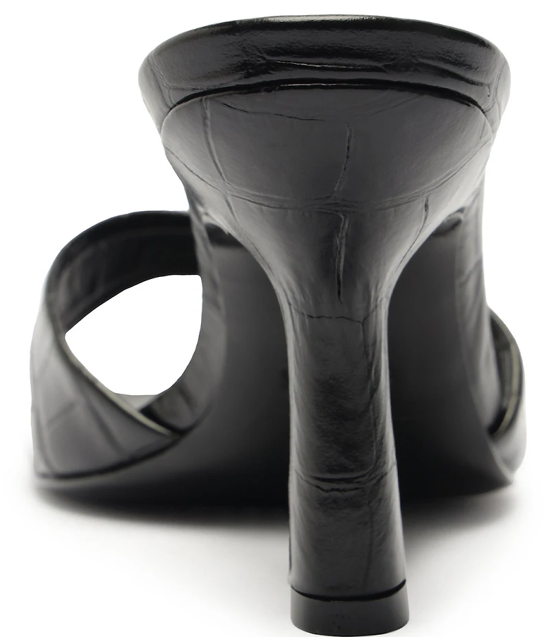 Schutz Posseni Crocodile Embossed Leather Dress Slides