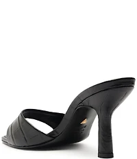Schutz Posseni Crocodile Embossed Leather Dress Slides