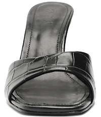 Schutz Posseni Crocodile Embossed Leather Dress Slides